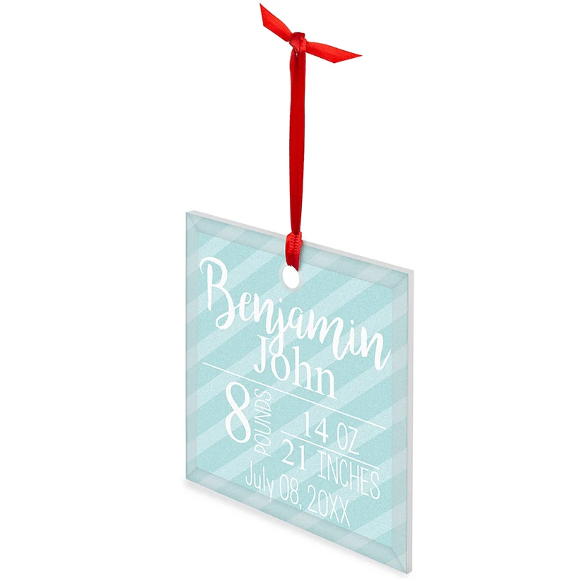 Personalized Glass Christmas Ornament Boy Announcement - Image 2