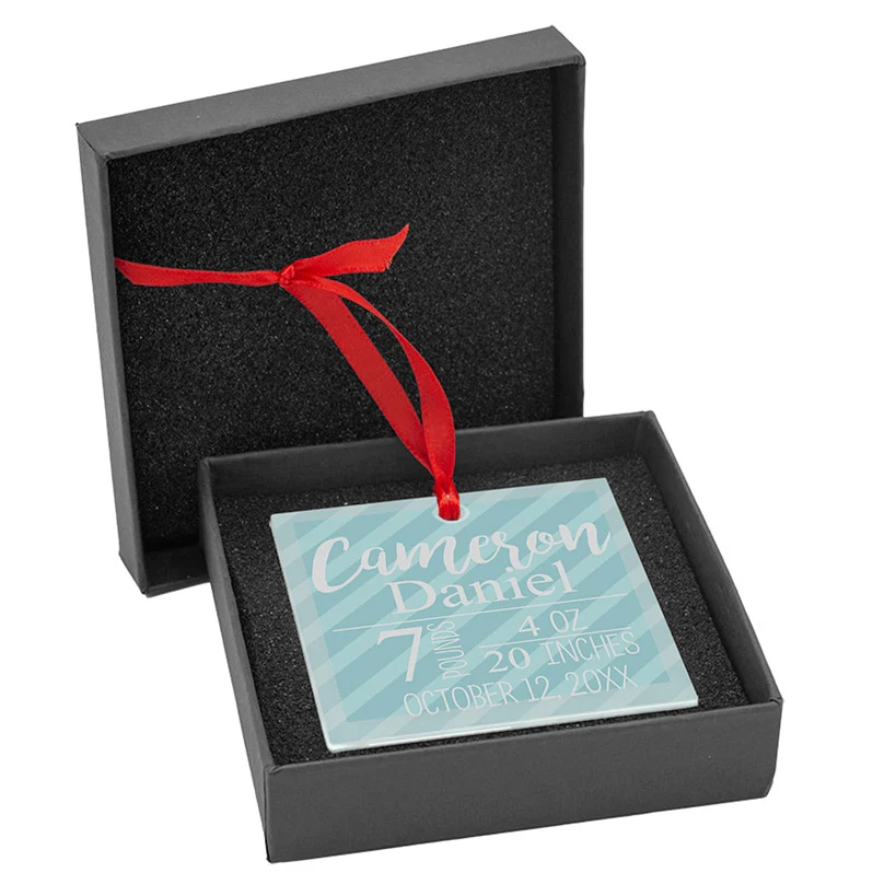 Personalized Glass Christmas Ornament Boy Announcement - Image 5
