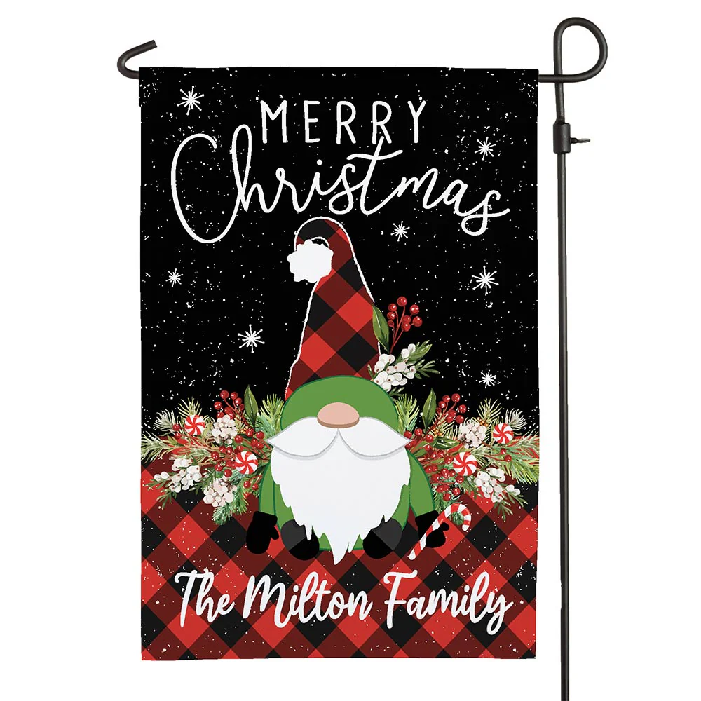 Personalized Gnome Buffalo Check Garden Flag - Image 2