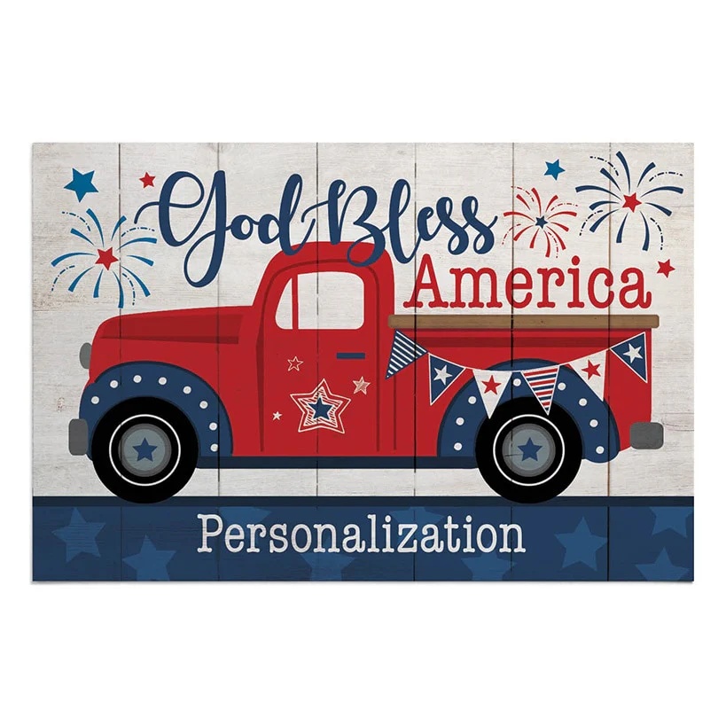 Personalized God Bless America Pick Up Truck Doormat - Image 2