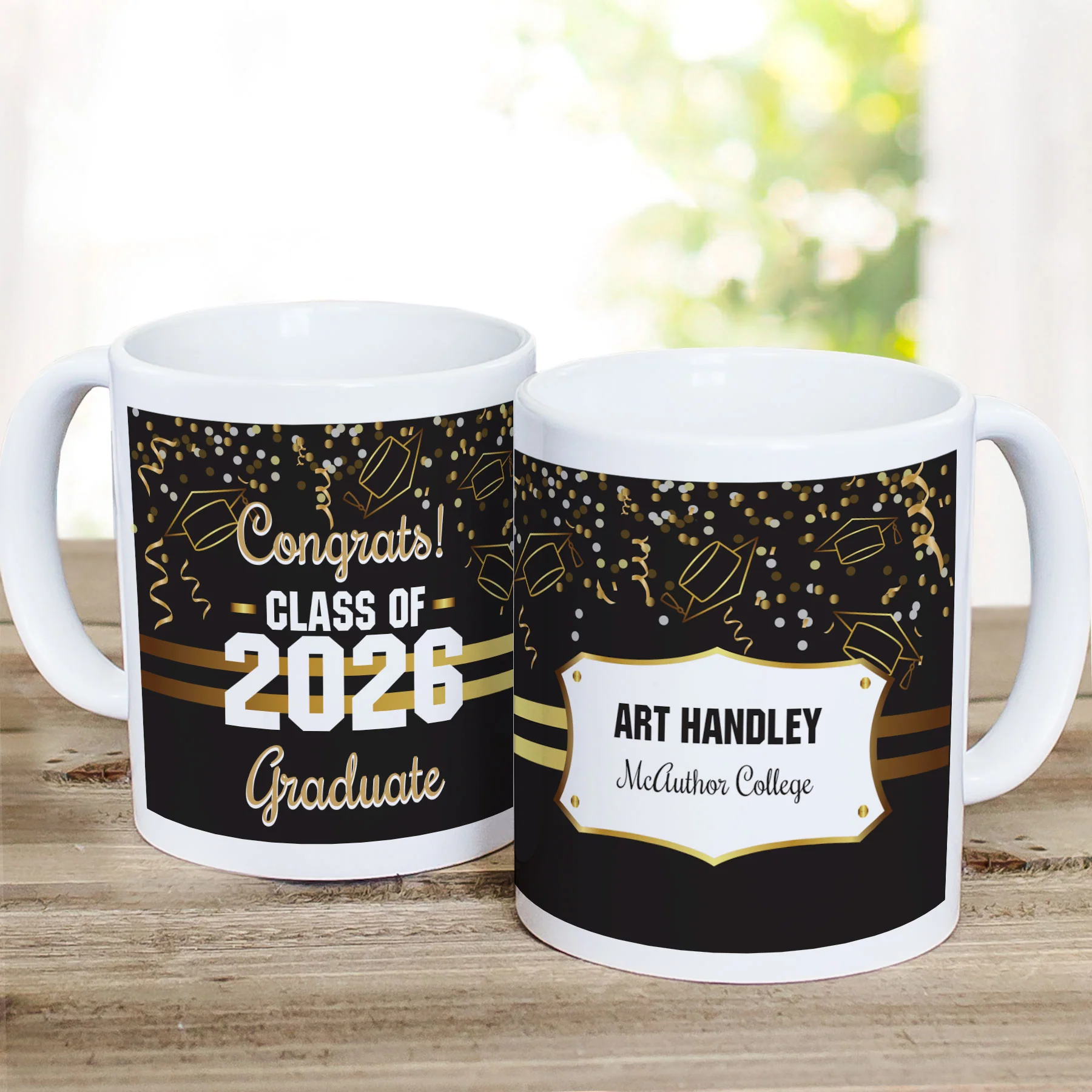 Personalized Gold Confetti Graduation Mug 11oz - Image 2