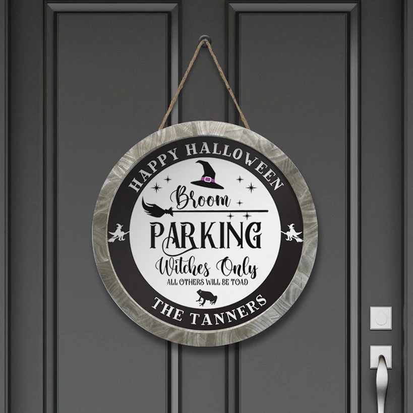 Personalized Halloween Broom Parking Wall Sign