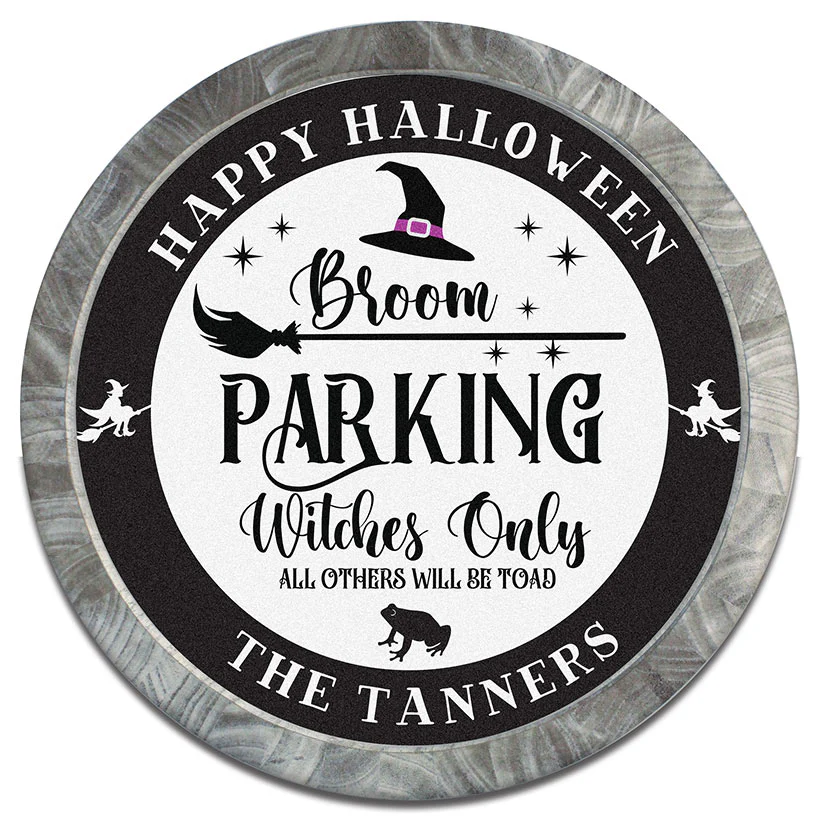 Personalized Halloween Broom Parking Wall Sign - Image 4