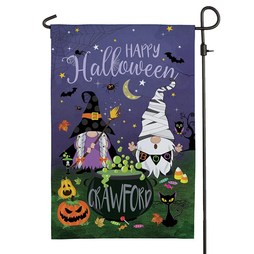 Personalized Halloween Gnome Garden Flag - Image 3