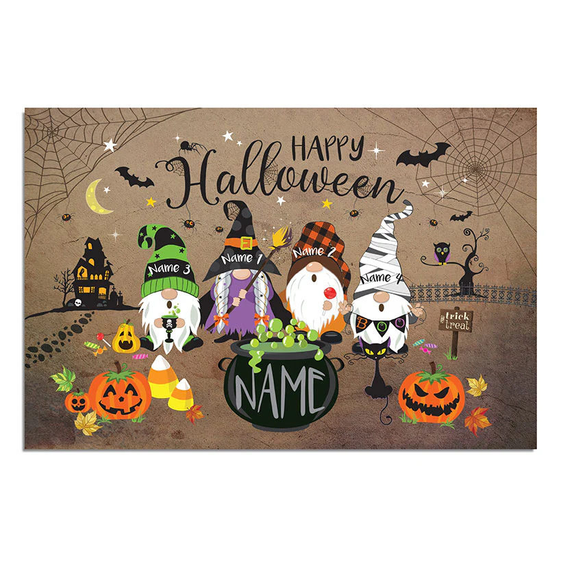 Personalized Halloween Spooky Gnome Family Doormat - Image 4
