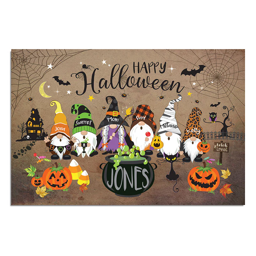 Personalized Halloween Spooky Gnome Family Doormat - Image 5