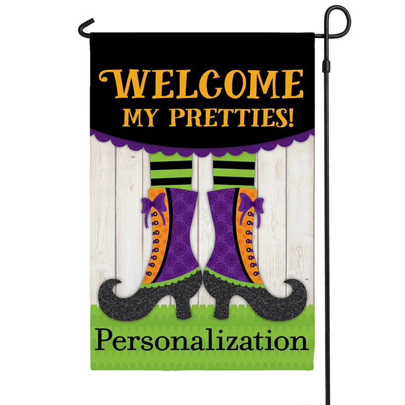 Personalized Halloween Witch Welcome my Pretties Garden Flag - Image 2