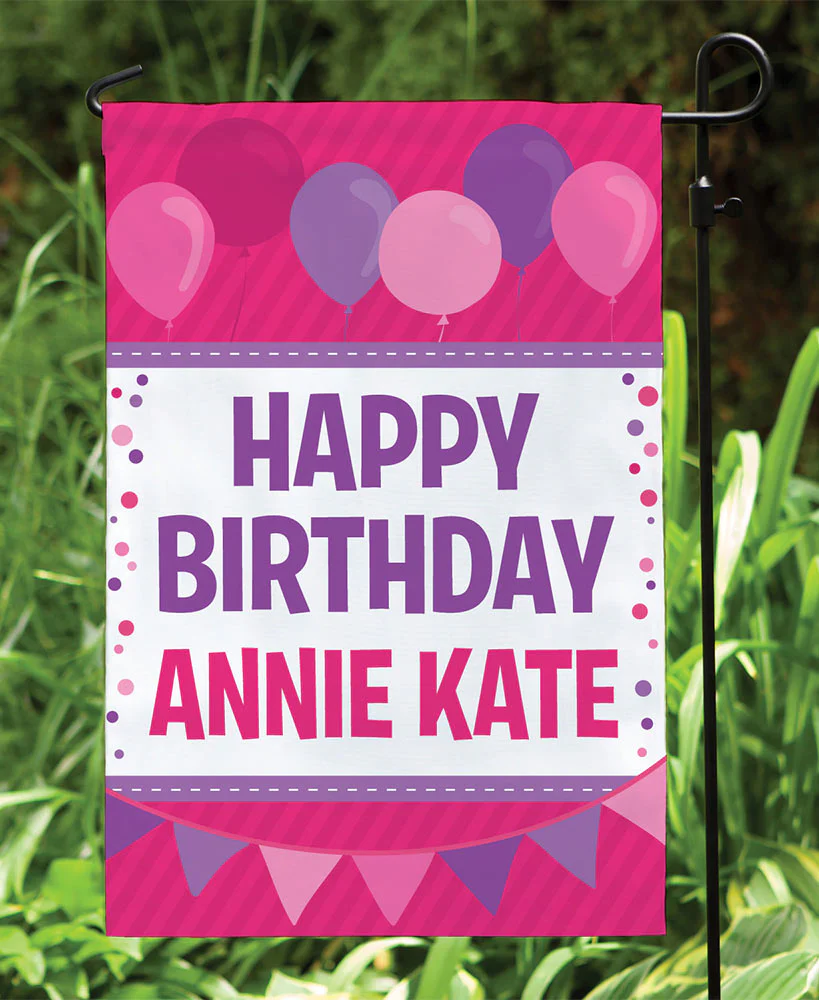 Personalized Happy Birthday Garden Flag or Banner - Image 4