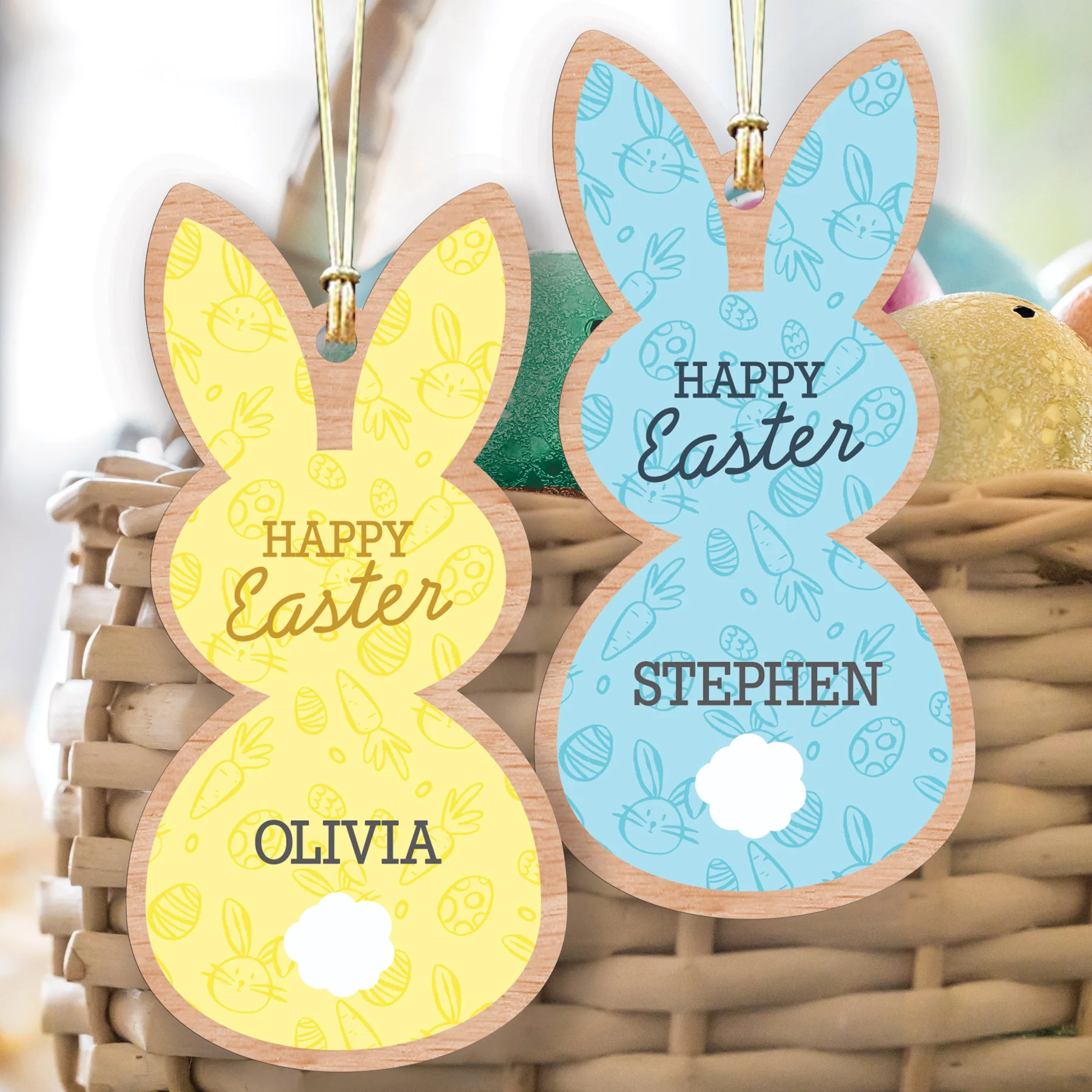 Personalized Happy Easter Bunny Basket Tag - Image 2