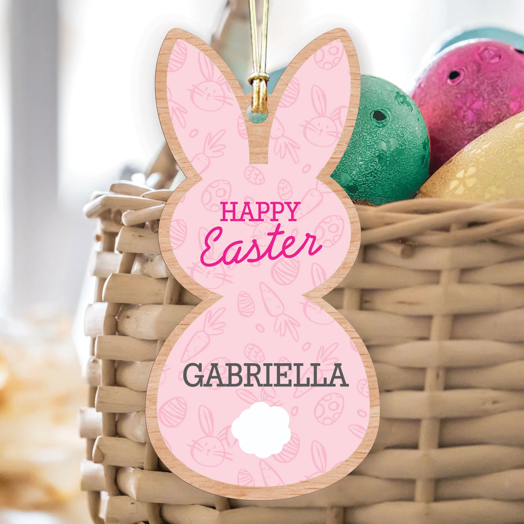 Personalized Happy Easter Bunny Basket Tag - Image 4