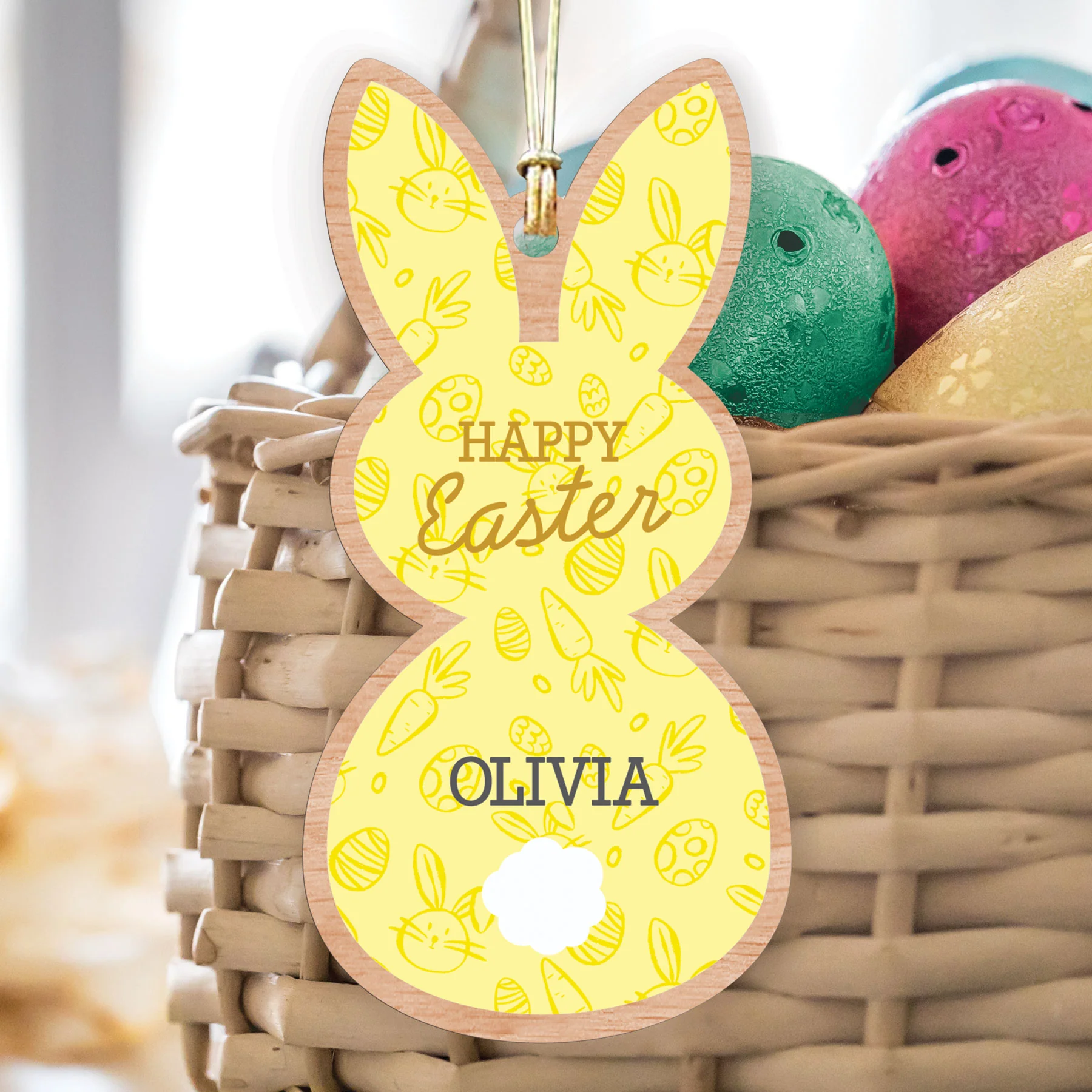 Personalized Happy Easter Bunny Basket Tag - Image 5