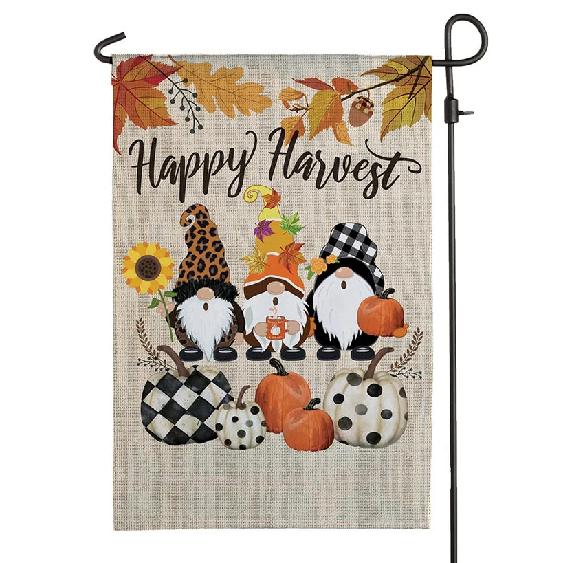 Personalized Harvest Gnome Garden Flag - Image 4