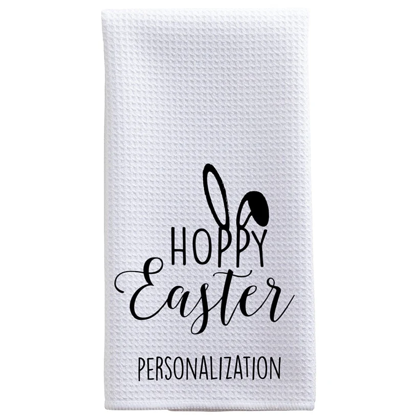 Personalized Hoppy Easter Tea Towel - Image 3