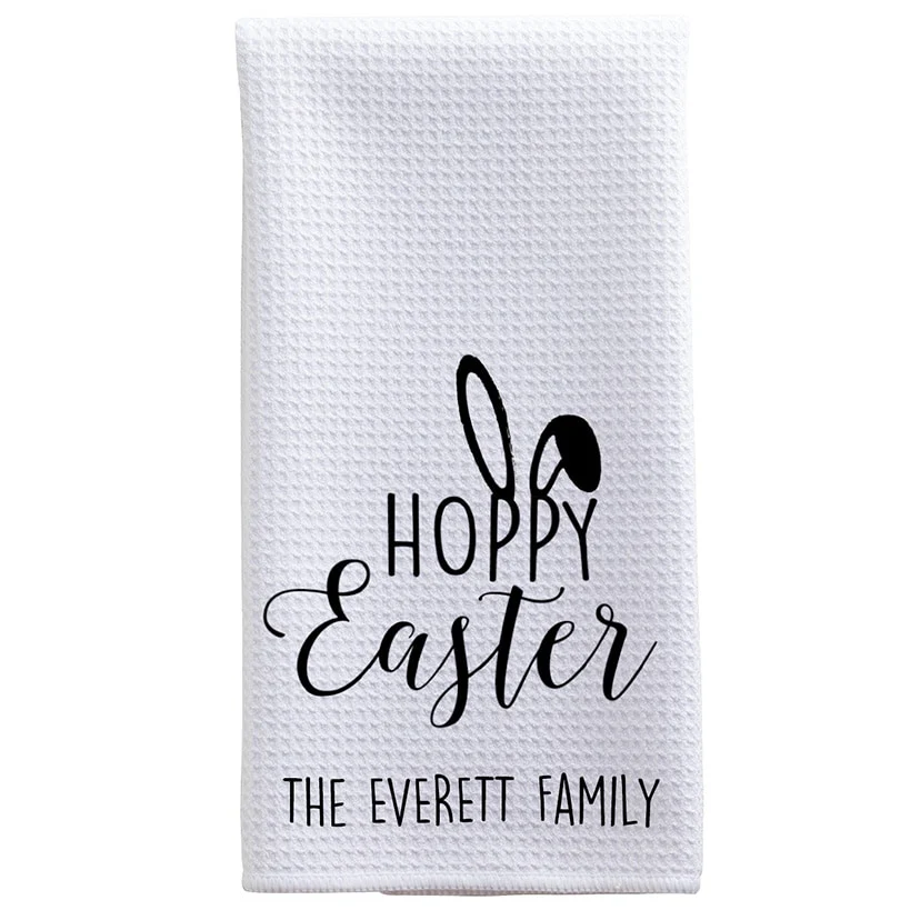 Personalized Hoppy Easter Tea Towel - Image 4