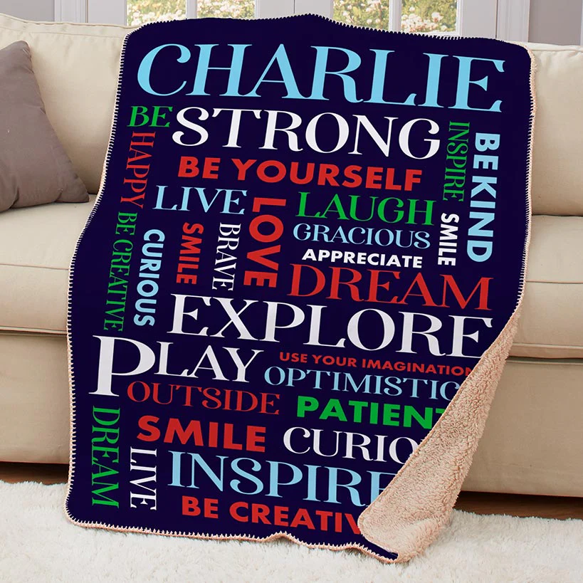 Personalized Kids' Inspirational Sherpa Throws or Pillows - Image 2