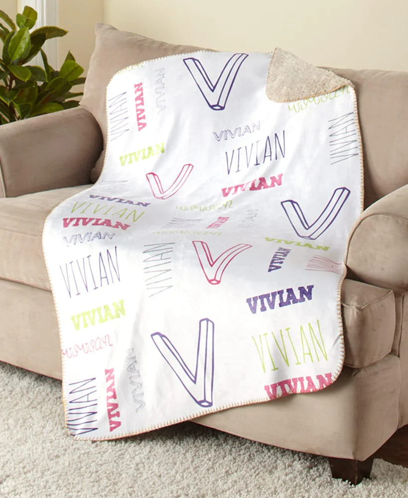 Personalized Kids' Name Art Sherpa Throw or Pillow - Image 3