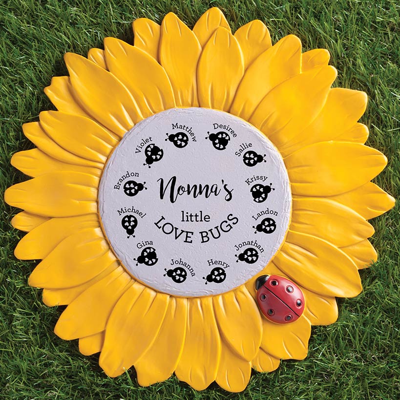 Personalized Love Bugs Sunflower Garden Stone - Image 3