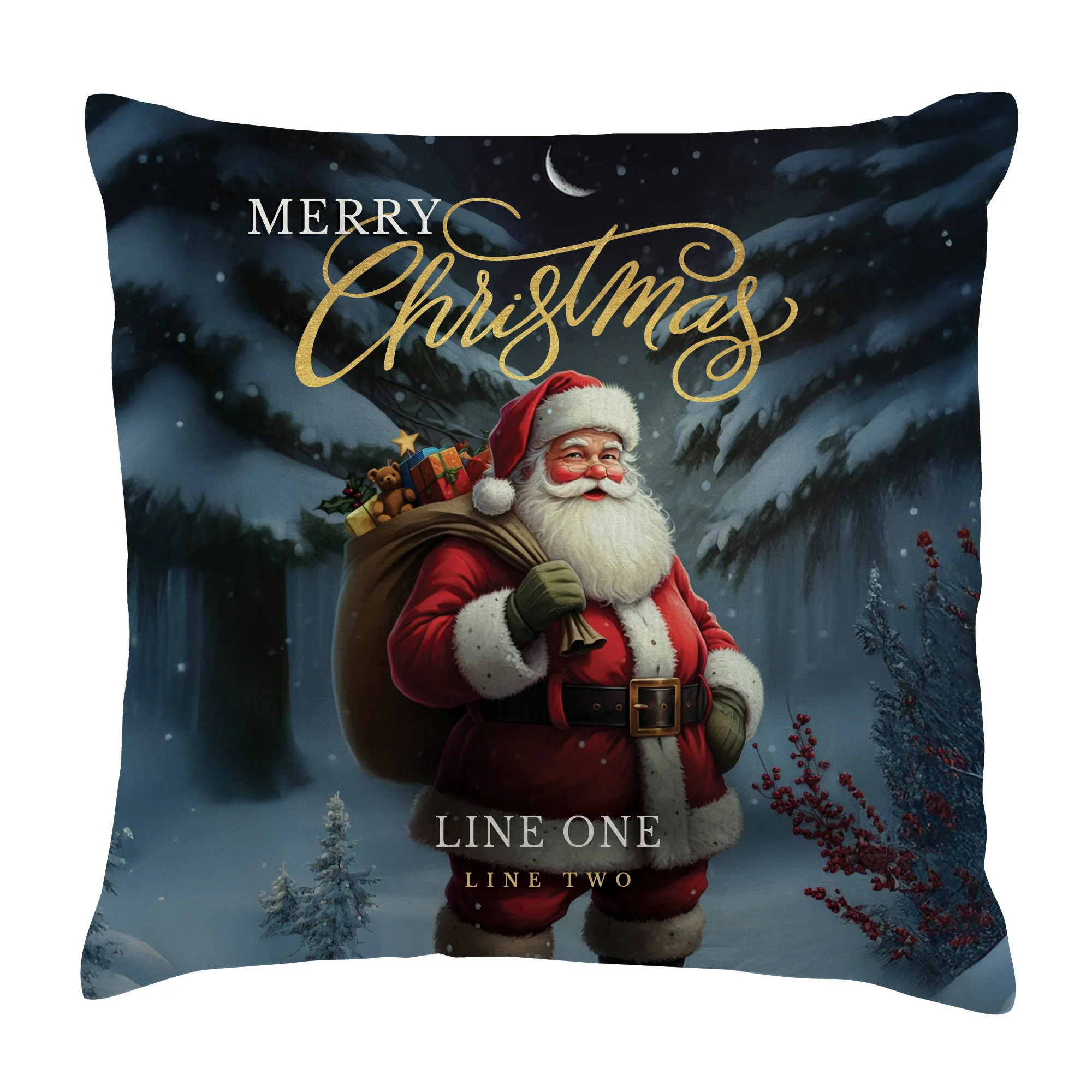 Personalized Merry Christmas Santa 14" Throw Pillow - Image 3