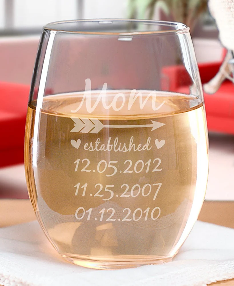 Personalized Mom Stemless Wine Glasses - Image 3
