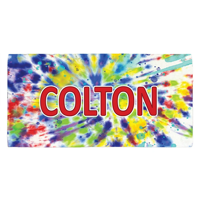 Personalized Name Tie Dye Beach Towels - Image 3