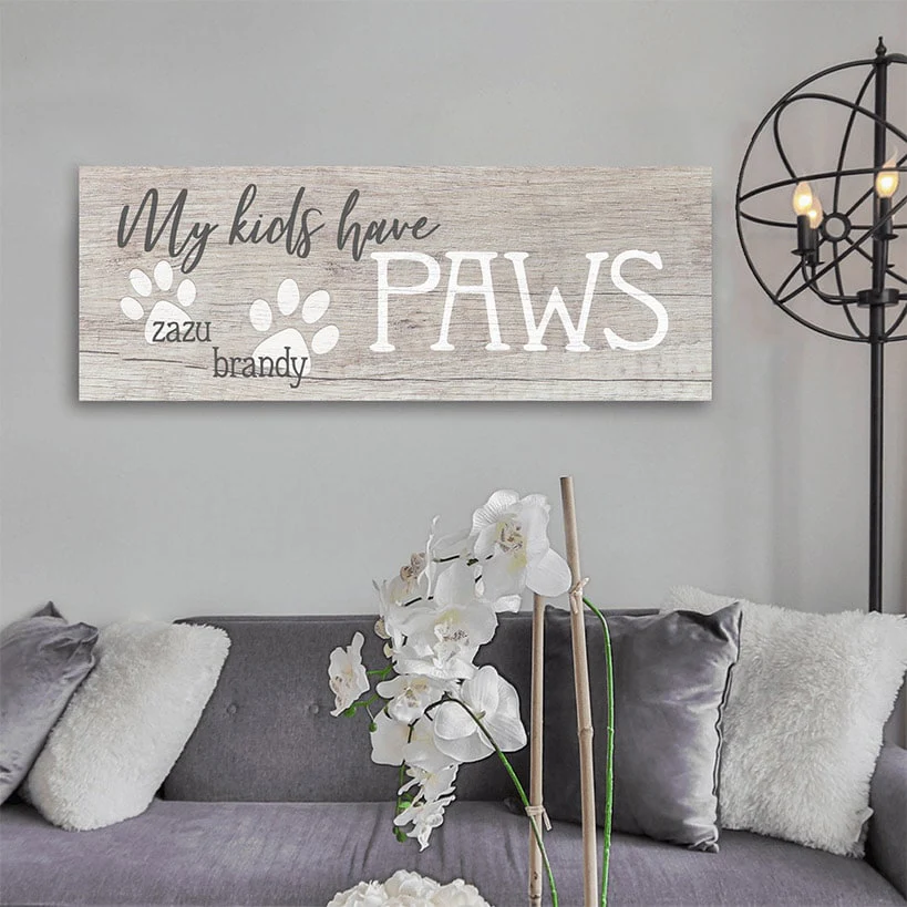 Personalized Pet My Kids Have Paws Wall Hanging