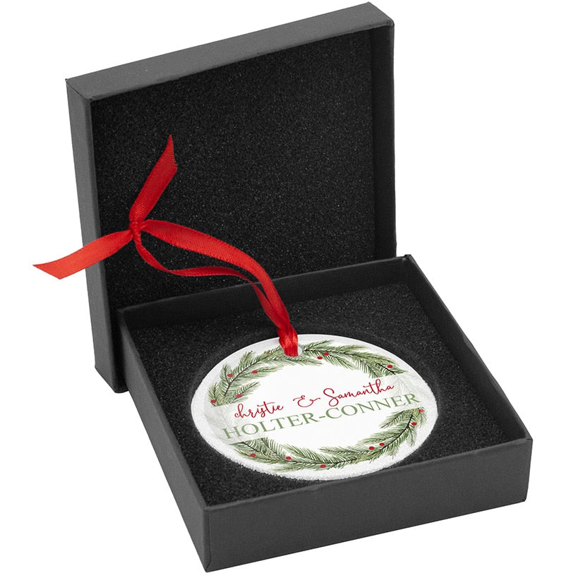 Personalized Pine Branches Glass Ornament - Image 4