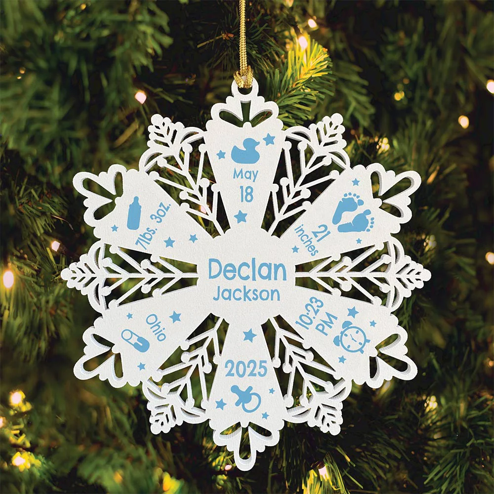 Personalized Snowflake Ornament White Wood - Image 7