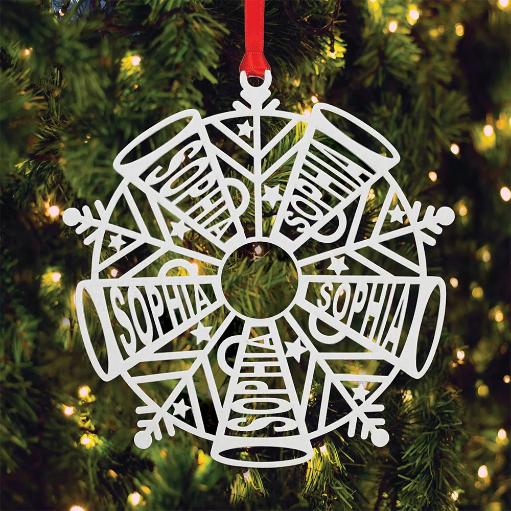 Personalized Snowflake Ornament White Wood - Image 9