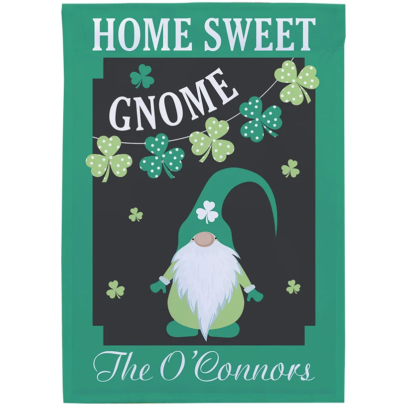 Personalized St. Patrick's Day Gnome Double-Sided Garden Flag - Image 2