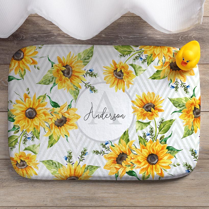 Personalized Sunflower Pattern Towels and Bath Mat - Image 4
