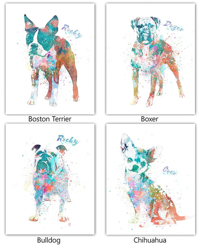 Personalized Watercolor Dog or Cat Breed Wall Art - Image 2