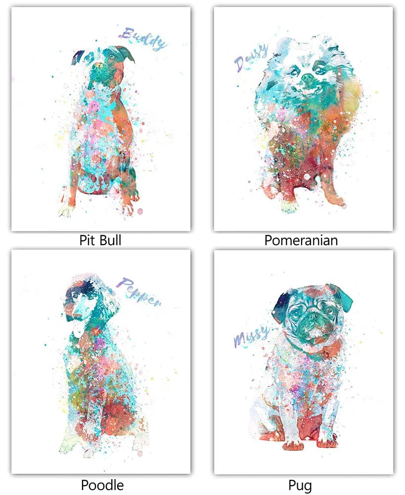 Personalized Watercolor Dog or Cat Breed Wall Art - Image 7