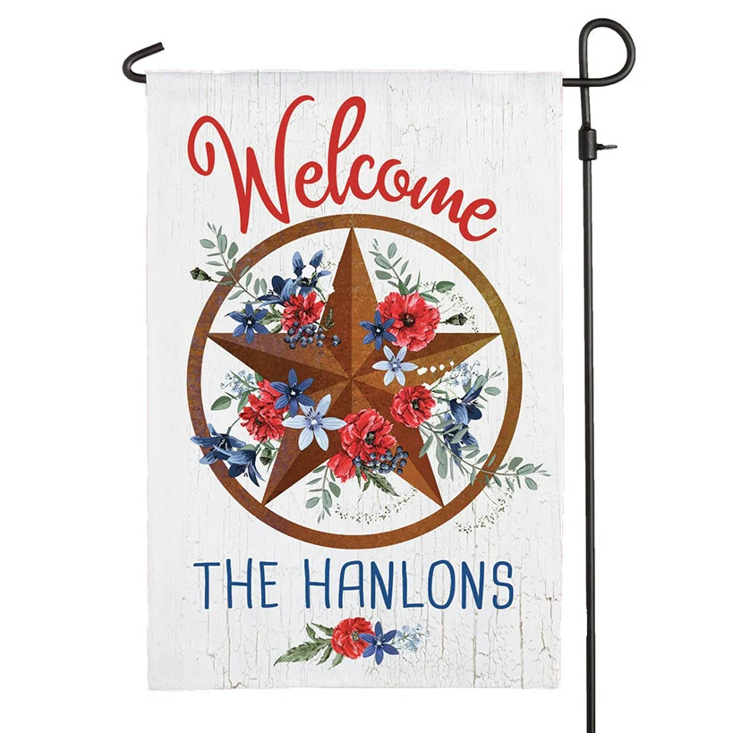 Personalized Welcome Patriotic Star Garden Flag - Image 3
