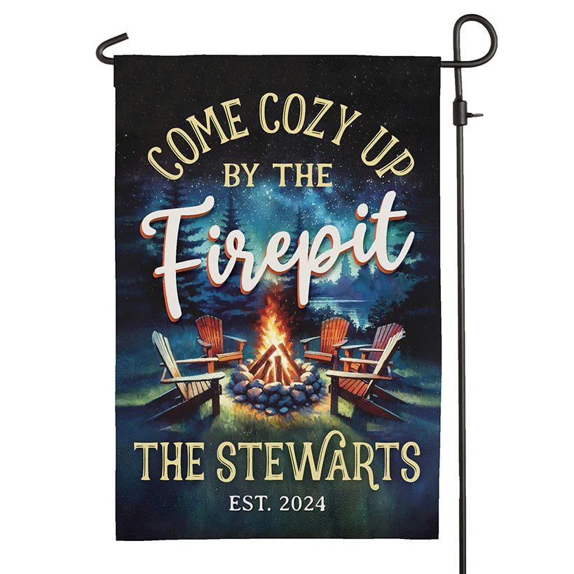 Personalized Welcome to Our Firepit Garden Flag - Image 3