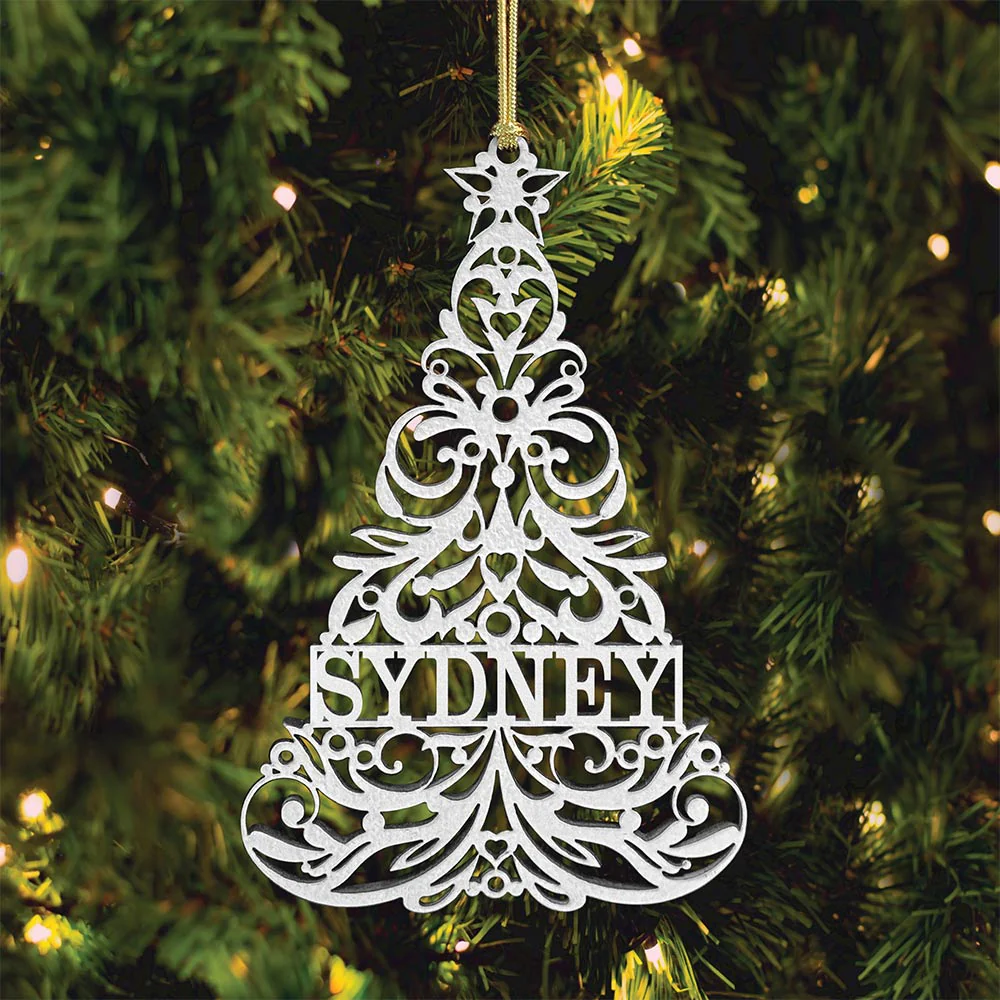 Personalized White Wood Ornament
