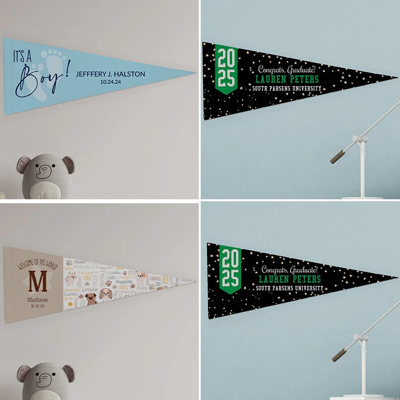 Personalized Word Art Felt Pennant Banner Flag - Image 2