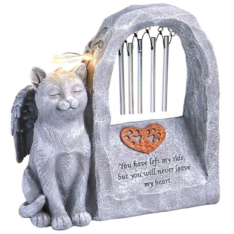 Pet Memorial Statue Solar with Chimes and Lighted Halo Dog or Cat - Image 5