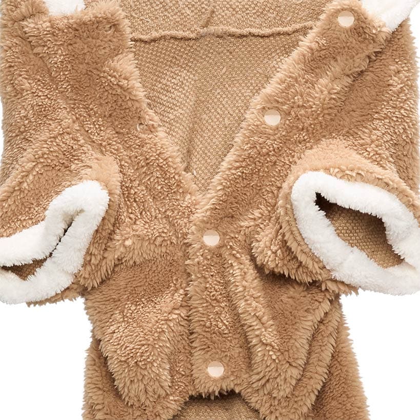 Pet Santa Or Reindeer Plush Fabric Costume With Hood - Image 5