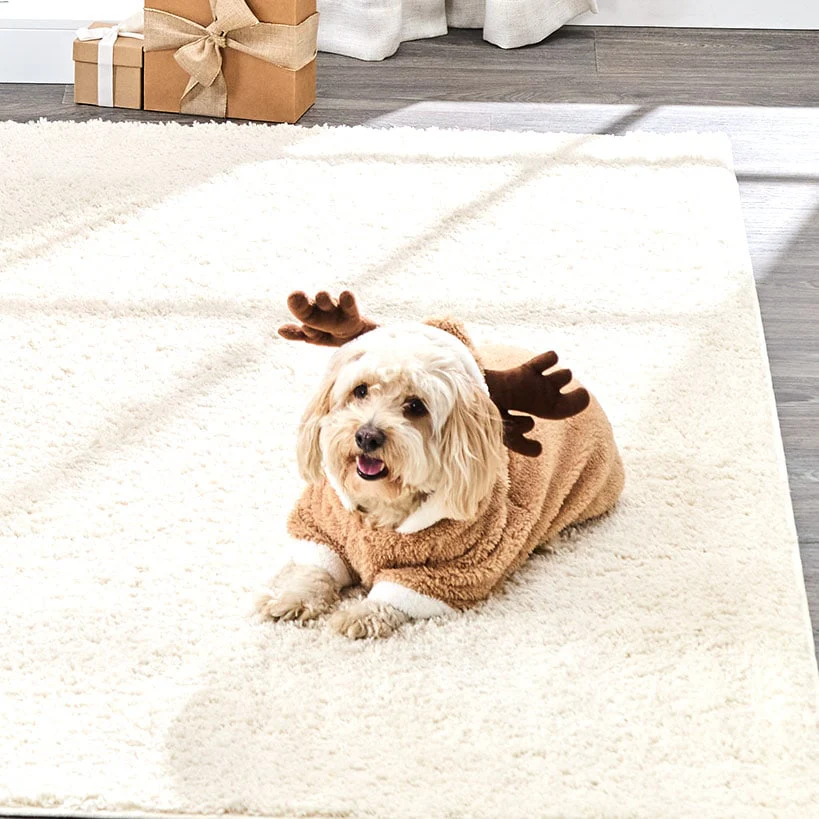 Pet Santa Or Reindeer Plush Fabric Costume With Hood - Image 6