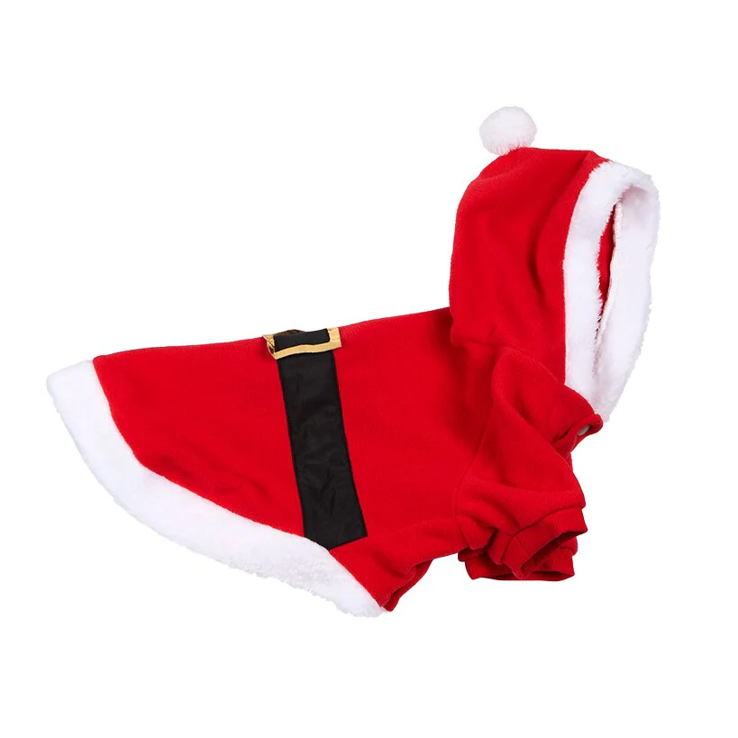 Pet Santa Or Reindeer Plush Fabric Costume With Hood - Image 7