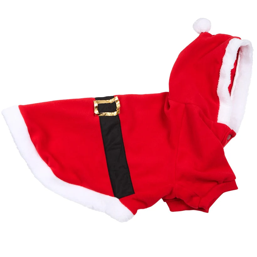 Pet Santa Or Reindeer Plush Fabric Costume With Hood - Image 8