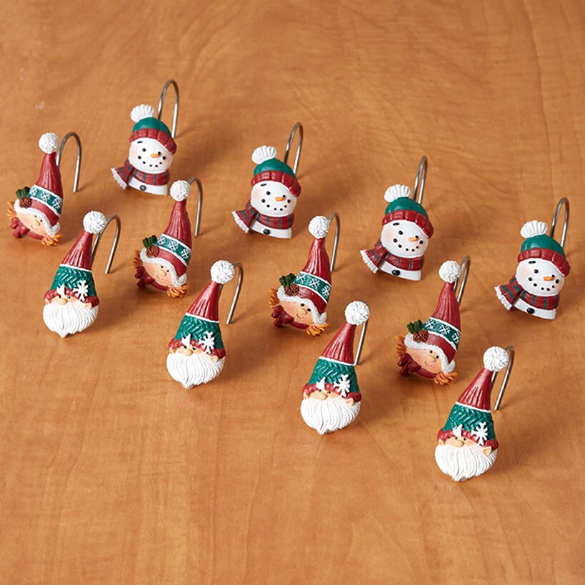 Petunia and Gnorme Winter Fun Set of 12 Shower Hooks