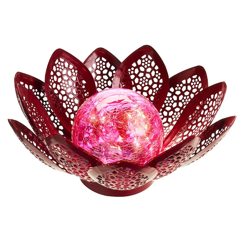 Pink Filigree Flower Solar Gazing Ball - Image 5