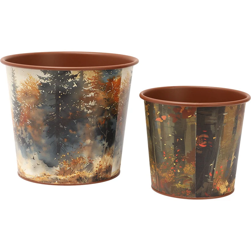 Planter Lodge Themed Decor In Large With Elk and Small With Bear - Image 2