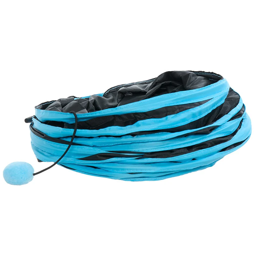 Pop-Up Cat Tunnel With Pom-Pom Teaser Toy Compact Collapsible Design - Image 2