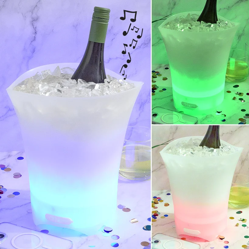 Portable LED Ice Bucket with Built In Wireless Bluetooth Speaker