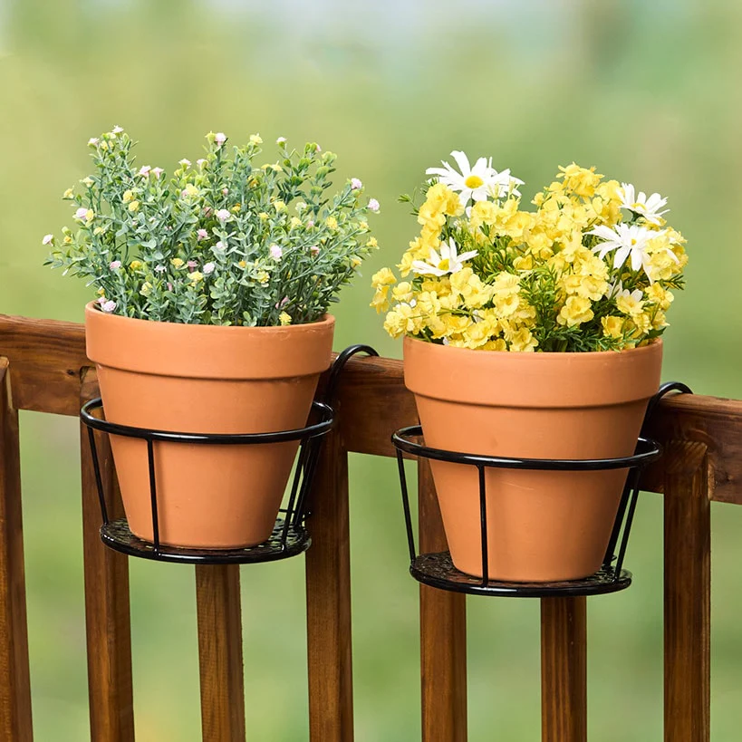 Railing Flower Pot Holders for Balcony or Deck 2 Pk - Image 3