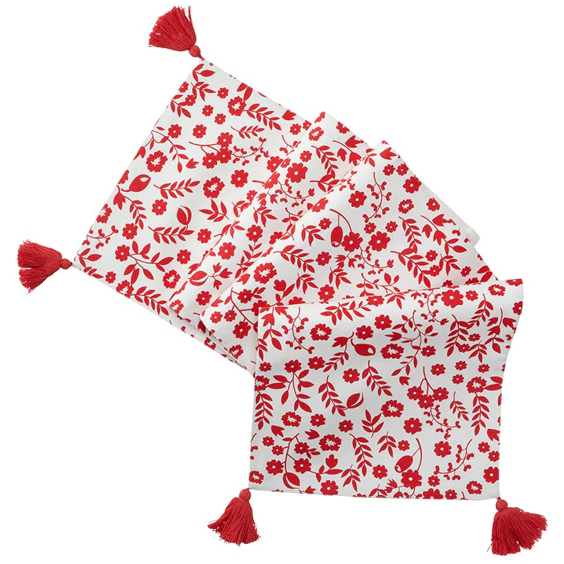 Red Floral Set of 4 Placemats or Runner - Image 5