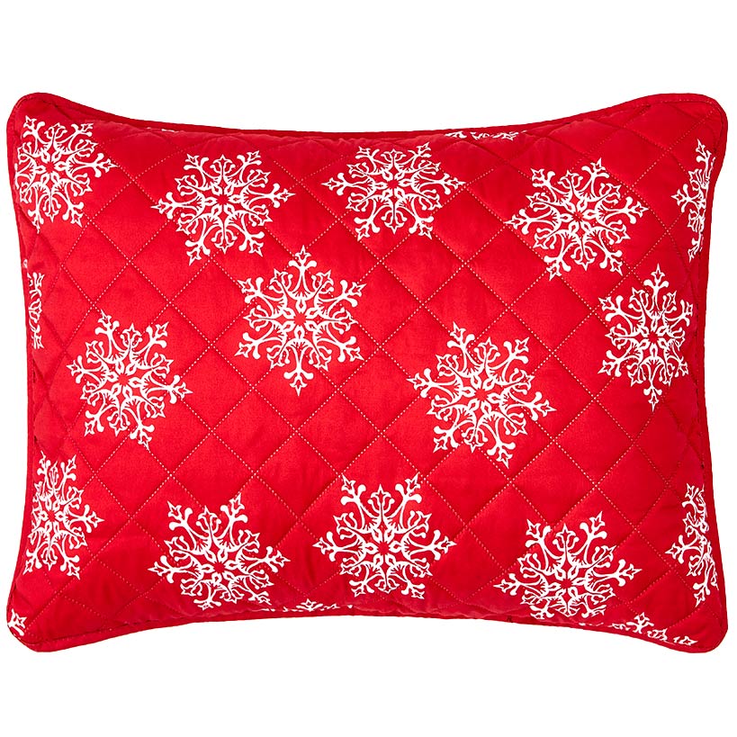 Red Snowflake Full/Queen Quilt Set with Shams - Image 3