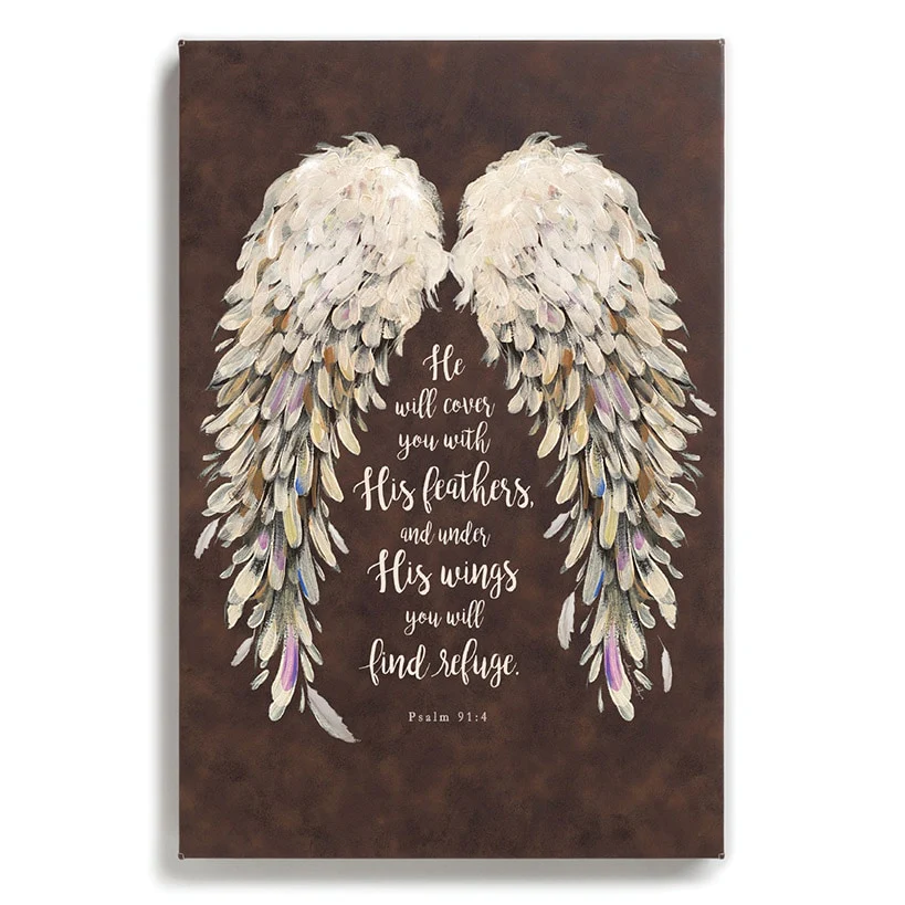 Religious He Will Cover You With His Feathers Canvas - Image 3